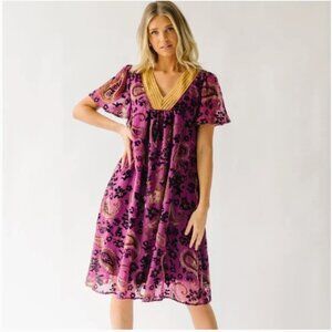NWT Piper & Scoot The Albie Burnout Velvet Dress in Purple Women's XXL Purple